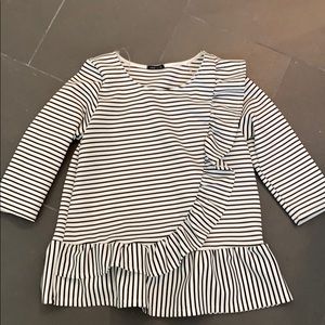 Black and white striped peplum top